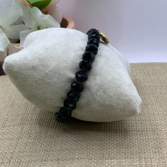 Erimish Black Glass Beaded Stretch Bracelet - Picture 6 of 7